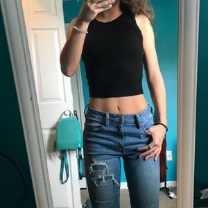Forever 21 Black Ribbed Crop Top